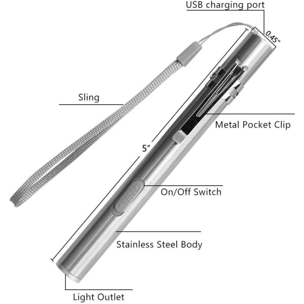 Penlygte til sygeplejersker, genanvendelig genopladelig lommelygte, 2-pak LED-lys Pen Light 2-pak Gul