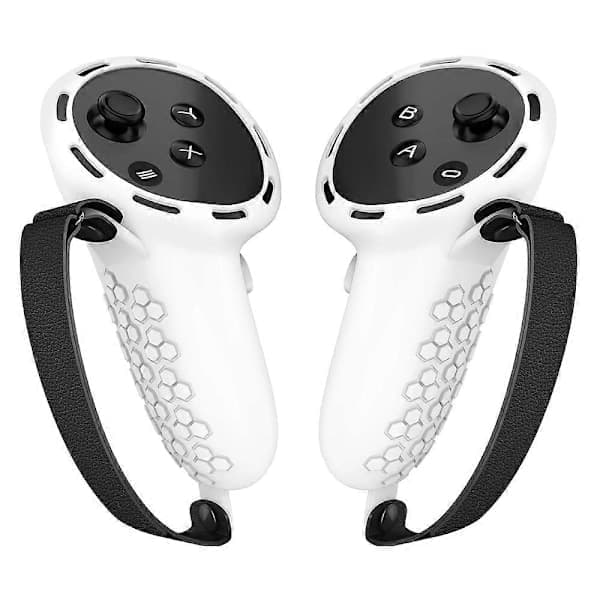 Par silikonfodral för Meta Quest 3/3S Touch Controller Skyddande Greppskydd med Remmar - Vit Flerfärgad Vit