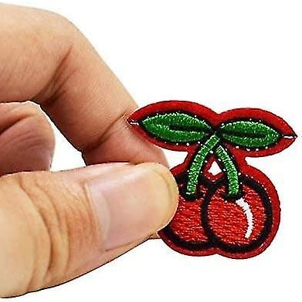 10x Kläder Applikation Patchar Röd Körsbär Broderi Patchar Sy/Stryka På Märken Motiv