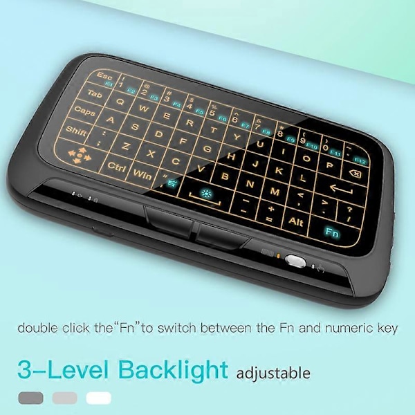 H18 Mini Fuld Touchskærm 2.4GHz Air Mouse Touchpad Baggrundslys Trådløst Tastatur til Smart TV JIKAIX