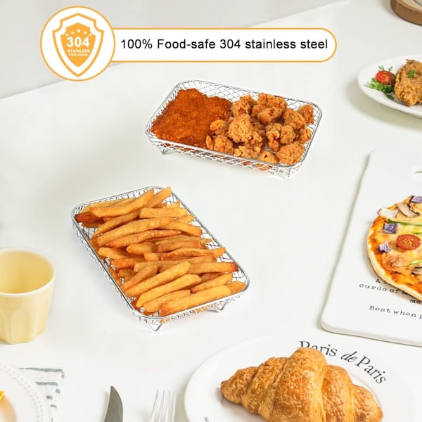 3 Lager, 304 Rostfritt Stål Stapelbara Baconställ, Tillbehör för Air Fryer Ninja AF300UK/Double Stake XL SL400UK/Instant/EMtronics 2 Lådors Fritös