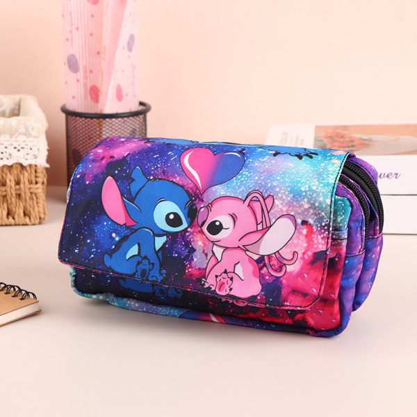 Etui med stor kapacitet Kawaii Stitch pennfodral pennor förvaring A5