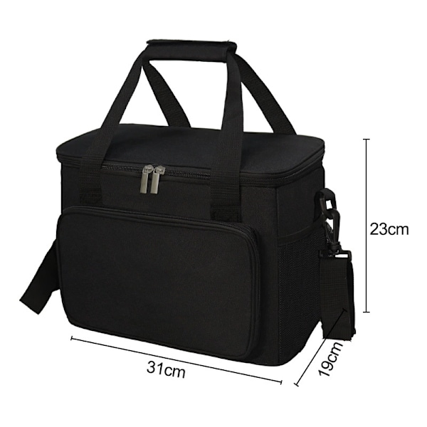 15L (24 Tölkkiä) Eristetty Lounaskassi, Kylmälaukku Lounaalle/Työhön/Kouluun/Rannalle/Piknikille Black 15L