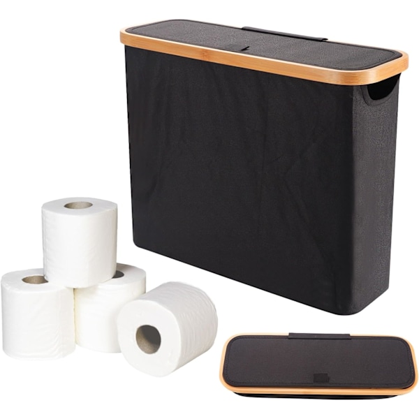 Toiletpapir opbevaring, til op til 12 mega ruller, 43,5 x 14,5 x 3 (sort)