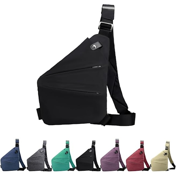 Stöldskydd Crossbody Väska för Kvinnor Personlig Flex Resväska Stöldskydd Cross Body Väska Sling Bröstväska för Män Black