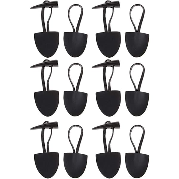 6 Par Leather Knapper med Hornknapper Duffle Knapper til Frakke Kaffe Spænde Fancy Knapper - Sort