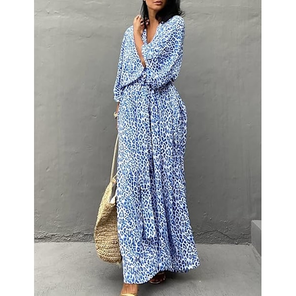 Kaftanklänningar för Kvinnor Baddräktsöverdrag Kaftan Maxi Hemmaklänning med Volangärmar
