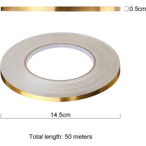 Selvklæbende fliseindretning - 2 (0,5 cm * 50 m) Guld
