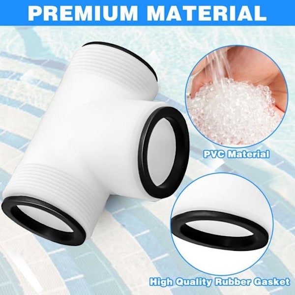 Poolslangeforbindelse, T-samling poolslangeadapter, 1,5 tommer poolslangeforbindelse