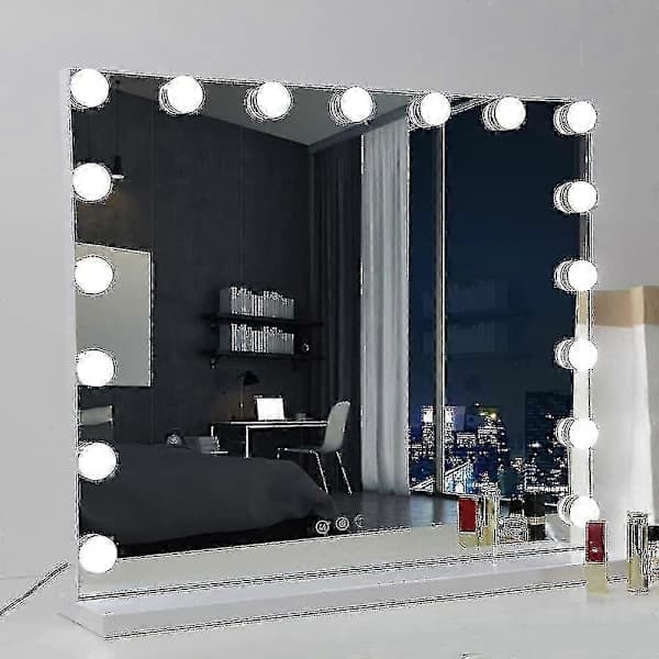 3 Farvelys & 4 Dæmpbare LED-lys, USB-ladeport til 70 X 55 Cm Hollywood Makeup Spejl 4-pak 4-pack