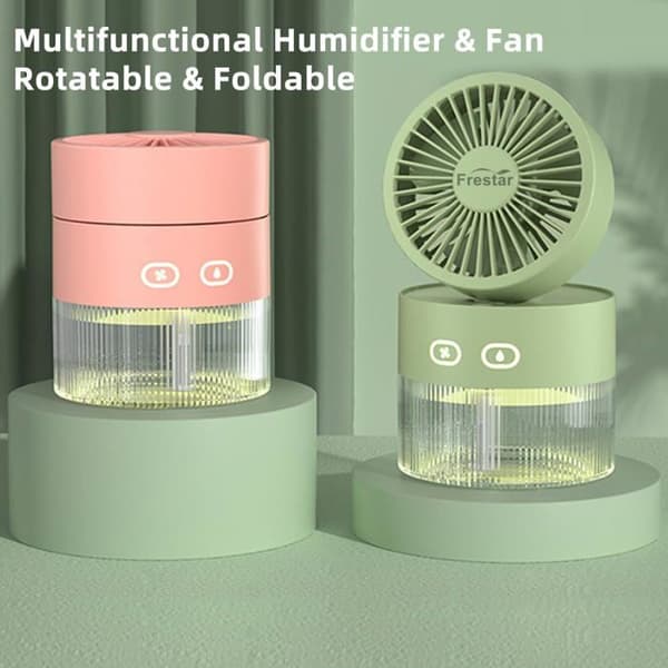Køleventilator, 350 ml med LED-natlys, velegnet til kontor og små rum, grøn