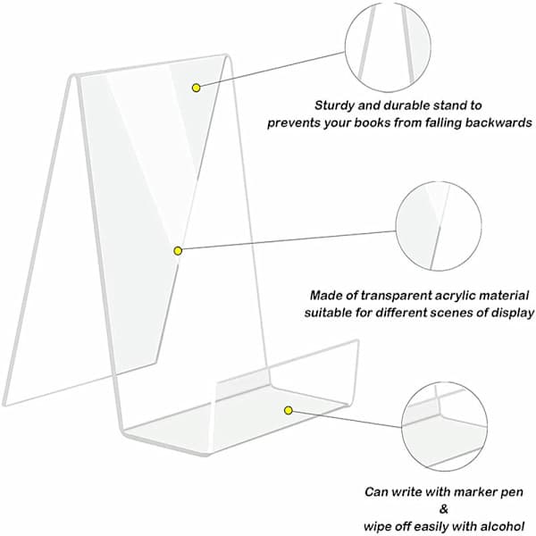 5-pack Akryl Bokstöd, Transparent Bokvisningsställ