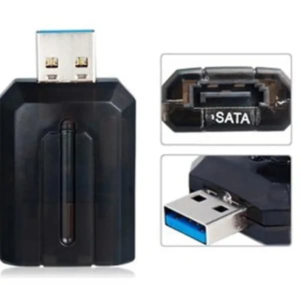 Dobbeltpakke Holdbart Kompakt Design Sort Plast USB 3.0 til eSATA Adapter Konverter Stik til Ekstern Lagring Højhastigheds Dataoverførsel