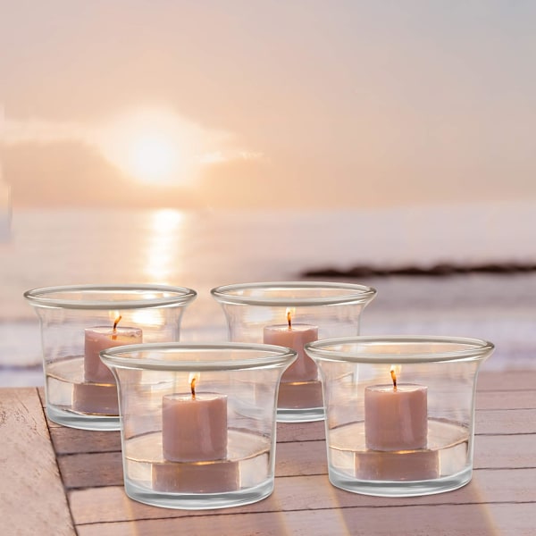 Glasljusstakar (12-pack) - Värmeljushållare/Votivljusstake Set - Glas Värmeljushållare för Bröllop & Fester