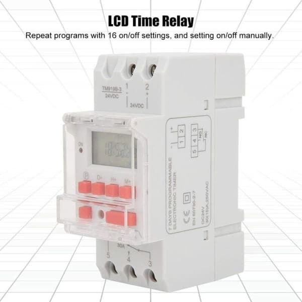 Digital 30A 220-240V programmer til vandvarmer - 35 mm DIN-skinnetimer, LCD