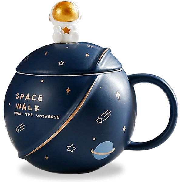 Sød keramisk rumkrus, kawaii, astronaut kaffekop, 400 ml (hvid)