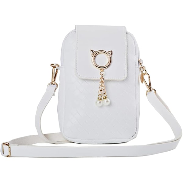 Mini crossbody skuldertaske i PU-læder til damer, dame lynlås pung smart wallet mobiltelefon taske med justerbar skulderrem