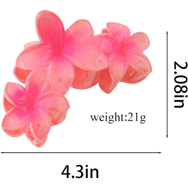 6 stk. Blomsterhårklype, Sklisikre Blomsterklyper Sterkt Hold Hawaiisk Klype for Medium Tykt Hår Hårklyper for Kvinner og Jenter