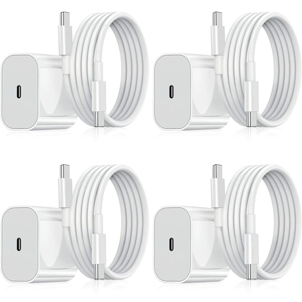 4-pak - Oplader til Samsung - Hurtig oplader - Adapter + Kabel 20W Hvid one size (NT) 4-Pak Samsung 4-Pack Samsung