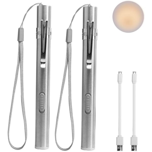 Penlygte til sygeplejersker, genanvendelig genopladelig lommelygte, 2-pak LED-lys Pen Light 2-pak Gul