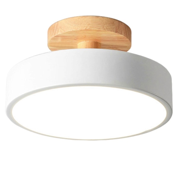 Taklampa med infälld montering, träimitation, modern minimalistisk elegant superljus vardagsrum sovrum rund lampa armatur heminredning QingHai White