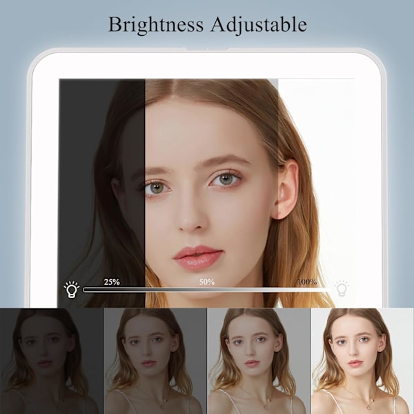 Genopladeligt Rejse Makeup Spejl med 72 LED-lys, Bærbart Belyst Makeup Skønhedsspejl, 3 Farvebelysning, Dæmpbar Touchskærm