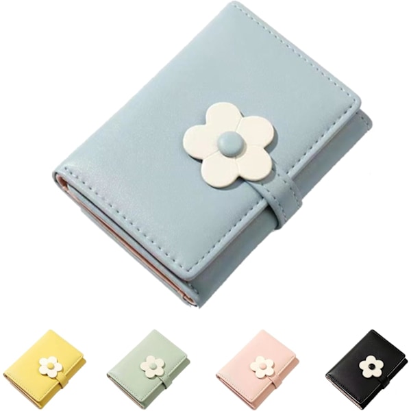 irls Dame Lommebok Tri-Fold Blomster Lommebok Kontantlomme Blomsterprint Kortholder Myntpung med ID-Vindu Elegant Ungdommelig og Søt