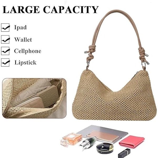 Raffiaväska Dam Sommar Stråväska Strandväska Dam Crossbody Väska Liten Slingväska Mobilväskor Liten Väska Dam Axelväska Sommarväska Beige