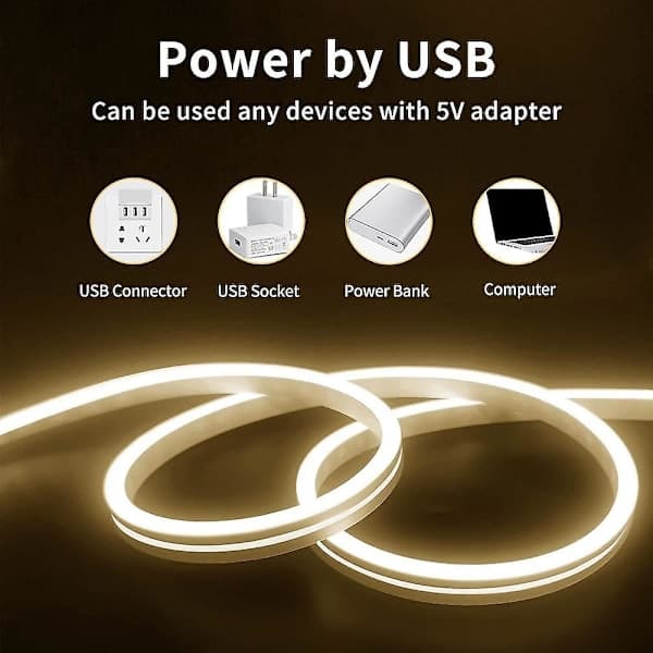 2m 6.56ft LED-neonvalonauhat USB Joustava Vedenpitävä IP65
