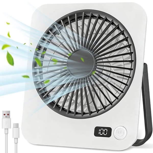 Bærbar ventilator - ULTRIXE - Standardmodel - LED-skærm - 5 hastigheder - 2000mAh batteri