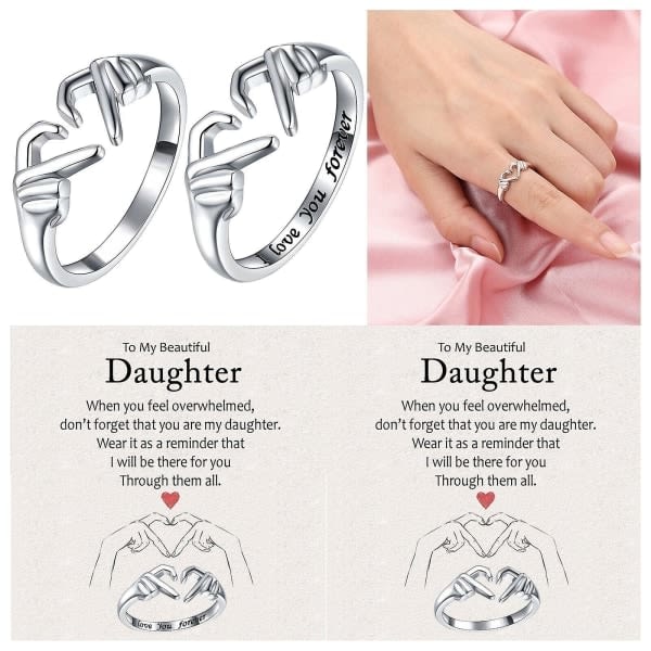 Till min vackra dotter, jag älskar dig för evigt, ring, mode, hjärtring, klar, justerbar, öppen, stängd, silver