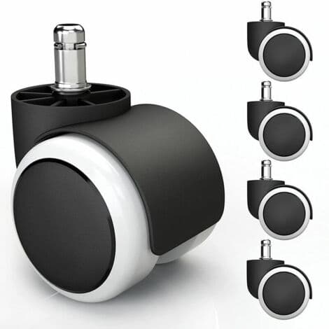 Sett med 5 erstatningshjul for kontorstoler 11x22mm - Hvit Cisea