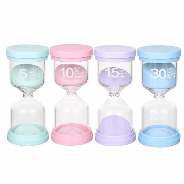 Timeglas 4 farver 5 min / 10 minutter / 15 minutter / 30 minutter