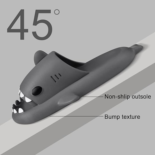 Hajtofflor för pojkar och flickor, Shark Flip Flops för män och kvinnor, Shark Slippers, Bekväma halkfria pool-hajsandaler med tjock sula för sommaren Dark gray 40/41