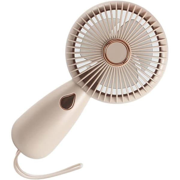 Mini bærbar USB oppladbar vifte med snor for reiselommevifte - Beige