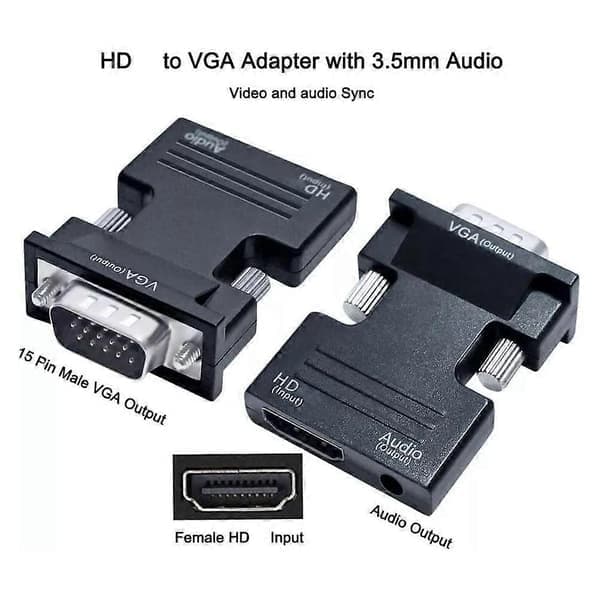 HDMI til VGA Konverter Adapterkabel HDMI INPUT til VGA OUTPUT til TV PC Skærm