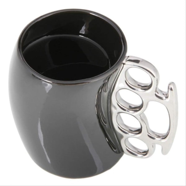 Knuckle Duster Mugg, Kaffemugg, Tekanna Keramisk Kopp, Rolig Mugg, Vänner Mugg Black Silver