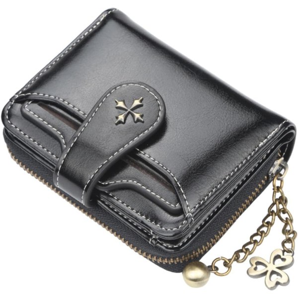 Goth Purse Vintage svart plånbok för kvinnor Dark Academia Estetisk plånbok Liten plånbok Söt plånbok PU-läderplånbok (svart, liten) Black