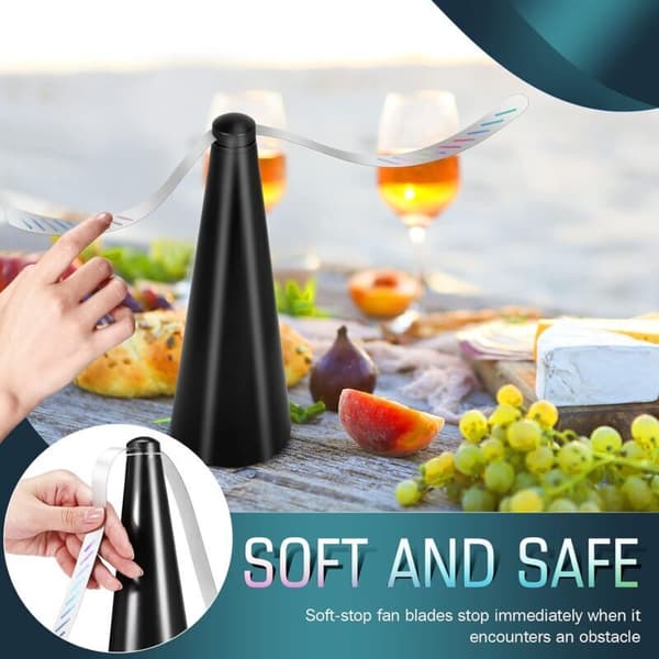 3-pack myggavvisande fläkt – Mjuka blad – Mattskydd för picknick och grill – USB-driven