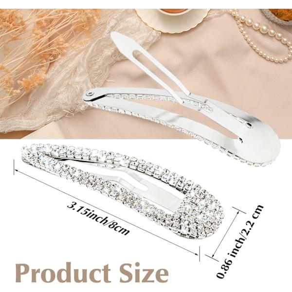 2 stk Rhinestone Hårspenner Metall Snap Hårnåler Barrettes Hårnål Dekorativt Hårtilbehør for Kvinner Jenter