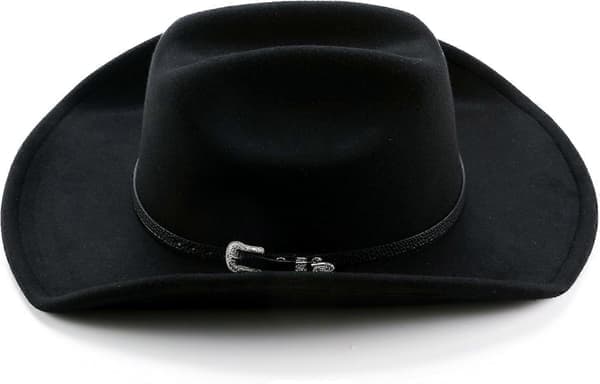 Klassisk Western Cattleman Crown Cowboyhatt med Rullad Brätte och Elegant Spänne Ref: 1554