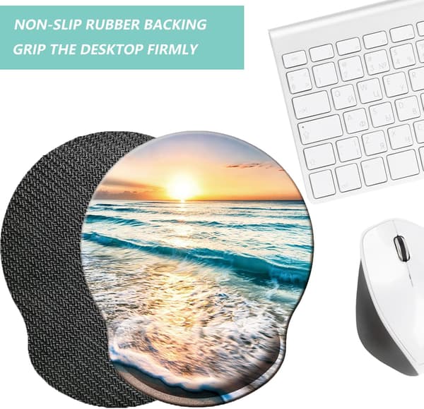 Musemåtte med håndledsstøtte, ergonomisk musemåtte med memory foam håndledsstøtte, skridsikker gummibase gaming musemåtte til hjemmet