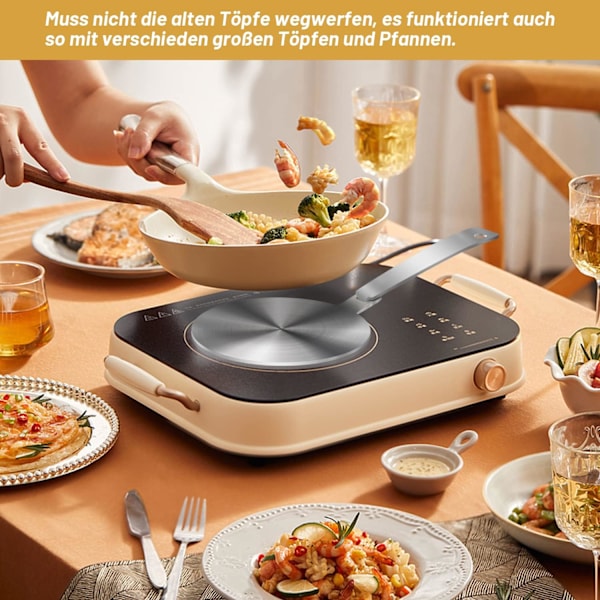 Induktionsadapter 14 cm, induktionsplatta för mokabryggare och stekpannor på induktionshällar