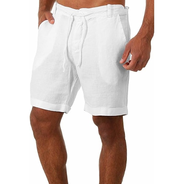 Herr Sommar Ledig Casual Linneshorts Strand Cargo Shorts med Fickor