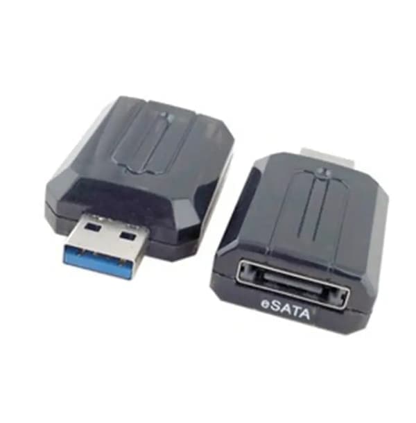 Dobbeltpakke Holdbart Kompakt Design Sort Plast USB 3.0 til eSATA Adapter Konverter Stik til Ekstern Lagring Højhastigheds Dataoverførsel
