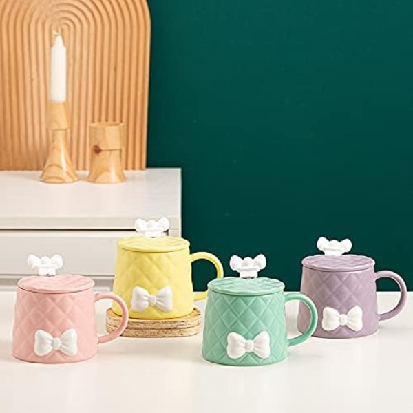 Kawaii Mug Söt Rosett Keramisk Kopp Söt Tjej Vattenkopp Söt Mjölkkopp Söt Kaffekopp