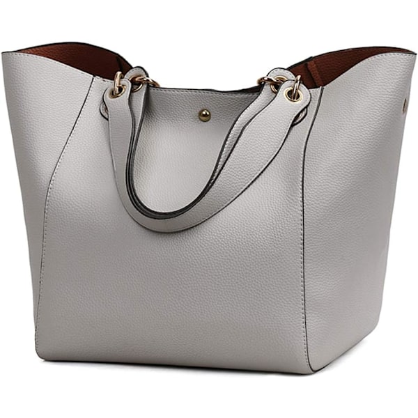 Suuret naisten käsilaukut, naisten olkalaukku, PU-nahkainen crossbody-laukku, naisten muotikassi ostoksille, juhliin, matkoille, töihin Gris