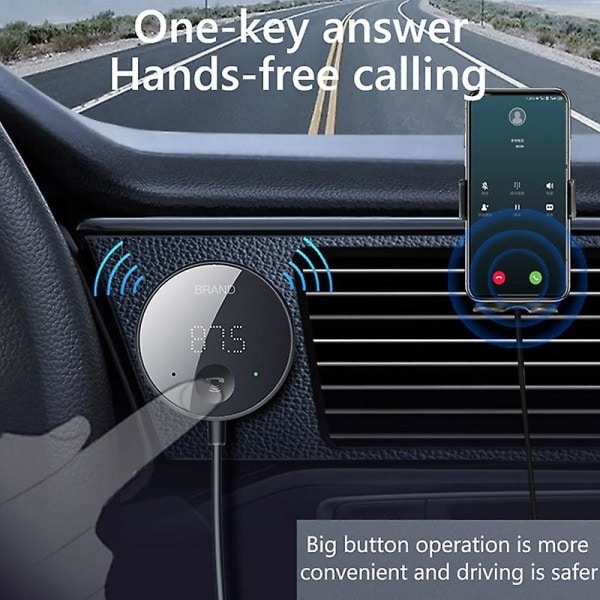Bluetooth 5.0 Bil FM Transmitter LED Display Bluetooth Adapter Trådløs Audio Receiver TF Kort Musik Bil MP3 Afspiller (FMY)
