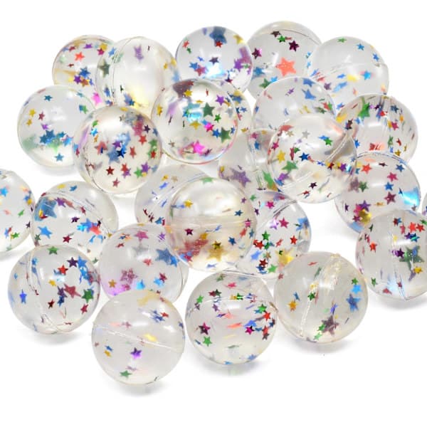 25 hoppebolde til børnefester - Stjerne hoppebold 27 mm - Superbolde små gummibolde til børn