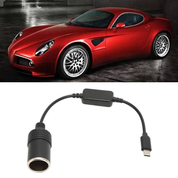 5V USB-C han til 12V bil cigarettænder hunstik Adapter Cigarettænder hunstik Adapterkabel